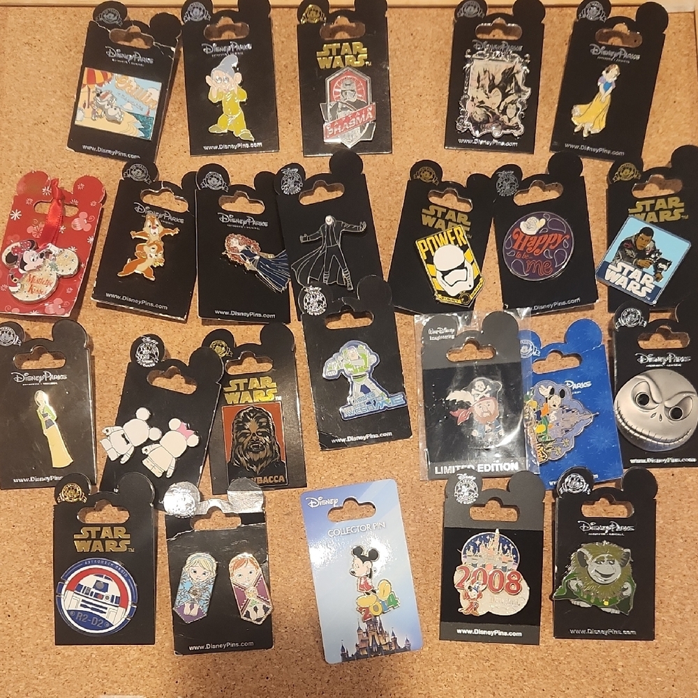 24 Disney Pins - All On Card